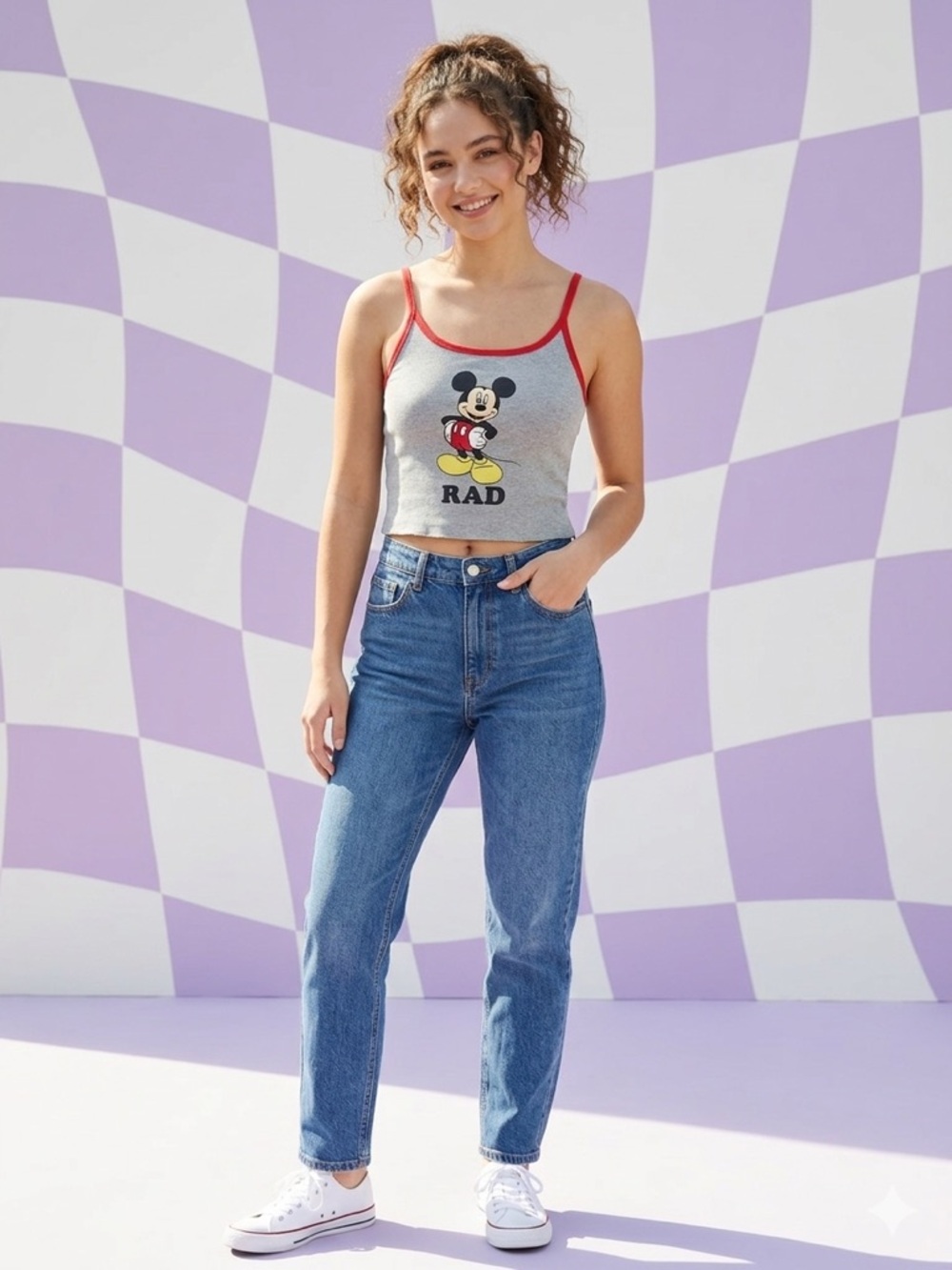 Disney Mickey Mouse "RAD" Juniors Crop Tank Top
